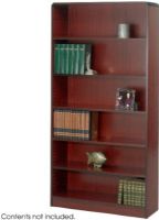 Safco 1525MH Radius-Edge Veneer Bookcase, 3/4" Material Thickness, 1.25" Shelf Adjustability, 6 Shelf Quantity, 100 lbs. Capacity - Shelf, Particle Board, Wood Veneer Materials, Mahogany Color,  UPC 073555152524 (1525MH 1525-MH 1525 MH SAFCO1525MH SAFCO-1525MH SAFCO 1525MH) 