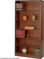 Safco 1525WL Radius-Edge Veneer Bookcase, 3/4" Material Thickness, 1.25" Shelf Adjustability, 6 Shelf Quantity, 100 lbs. Capacity - Shelf, Particle Board, Wood Veneer Materials, Walnut Color, UPC 073555152517 (1525WL 1525-MO 1525 MO SAFCO1525WL SAFCO-1525WL SAFCO 1525WL) 