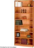 Safco 1526MO Radius-Edge Veneer Bookcase - 7-Shelf, Standard shelves hold up to 100 lbs, All cases are 36" W x 12" D, Quick-lock fasteners for easy assembly, Shelf count includes bottom of bookcase, Tools Required, UPSable, Assembly Required, 3/4" veneered particle board shelves are 11.75" deep and adjust in 1.25" increments, UPC 073555152609 (1526MO 1526-MO 1526 MO SAFCO1526MO SAFCO-1526MO SAFCO 1526MO) 