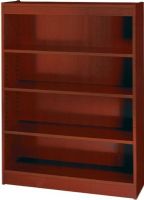 Safco 1553MH Reinforced Square-Edge Veneer Bookcase, Standard shelves hold 150 lbs, All cases are 36" W by 12" D, 11.75" deep shelves that adjust in 1.25" increments, 4 Shelf Quantity, Particle Board, Wood Veneer Materials, Easy assembly with quick-lock fasteners, Mahogany Color, UPC 073555155327 (1553MH 1553-MH 1553 MH SAFCO1553MH SAFCO-1553MH SAFCO 1553MH) 