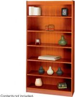 Safco 1555CY Reinforced Square-Edge Veneer Bookcase, 6 Shelf Quantity, Steel reinforced shelves support up to 150 lbs, Particle Board, Wood Veneer Materials, 11.75" deep shelves that adjust in 1.25" increments, Easy assembly with quick-lock fasteners, 36" W x 12" D x 30" H, Cherry Finish,  UPC 073555155549 (1555CY 1555-CY 1555 CY SAFCO1555CY SAFCO-1555CY SAFCO 1555CY) 