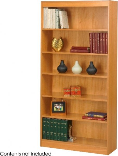 Safco 1555LO Reinforced Square-Edge Veneer Bookcase, 6 Shelf Quantity, Steel reinforced shelves support up to 150 lbs, Particle Board, Wood Veneer Materials, 11.75