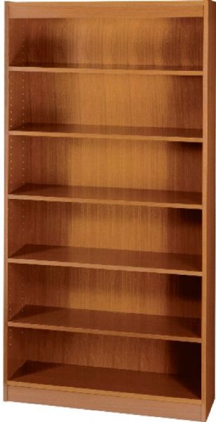 Safco 1555MO Reinforced Square-Edge Veneer Bookcase, 6 Shelf Quantity, Steel reinforced shelves support up to 150 lbs, Particle Board, Wood Veneer Materials, 11.75