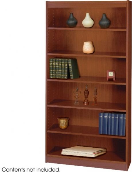 Safco 1555WL Reinforced Square-Edge Veneer Bookcase, 6 Shelf Quantity, Steel reinforced shelves support up to 150 lbs, Particle Board, Wood Veneer Materials, 11.75