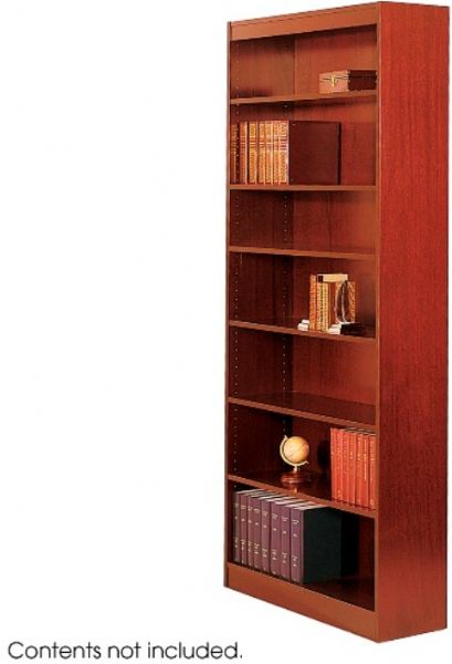 Safco 1556CY Reinforced Square-Edge Veneer Bookcase, 7 Shelf Quantity, Steel reinforced shelves support up to 150 lbs, All cases are 36
