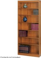Safco 1556MO Reinforced Square-Edge Veneer Bookcase, 7 Shelf Quantity, Steel reinforced shelves support up to 150 lbs, All cases are 36"W x 12" D, 11.75" deep shelves that adjust in 1.25" increments, Shelf count includes bottom of bookcase, Medium Oak Finish, 36" W x 12" D x 30" H, UPC 073555155600 (1556MO 1556-MO 1556 MO SAFCO1556MO SAFCO-1556MO SAFCO 1556MO) 