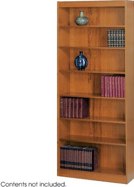 Safco 1556MO Reinforced Square-Edge Veneer Bookcase, 7 Shelf Quantity, Steel reinforced shelves support up to 150 lbs, All cases are 36