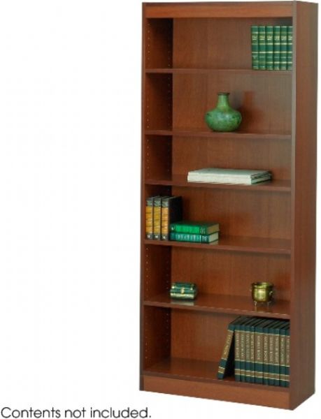 Safco 1563CY Reinforced Baby Veneer Bookcase, 6-Shelf, Steel reinforced shelves support up to 150 lbs, Offered in three widths and two heights, Shelves are 11.75