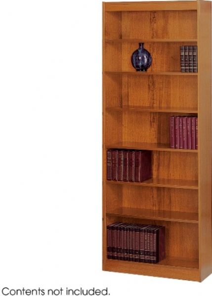 Safco 1566MO Reinforced Baby Veneer Bookcase - 7-Shelf, Steel reinforced shelves support up to 150 lbs, Offered in three widths and two heights, Shelves are 11-3/4-inch deep and adjust in 1-1/4-inch increments, Shelf count includes bottomof bookcase, 30