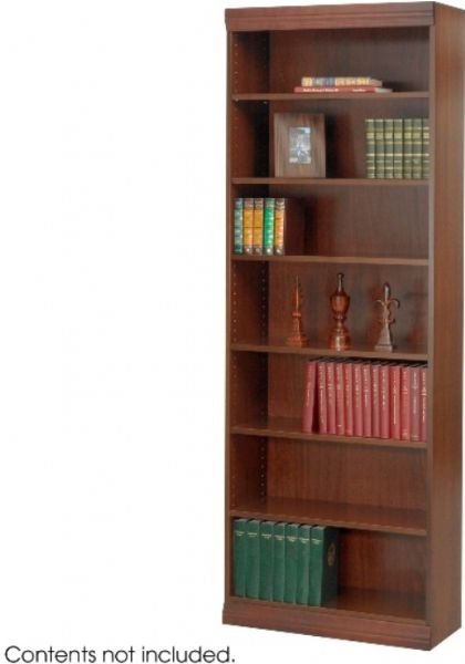 Safco 1566WL Reinforced Baby Veneer Bookcase - 7-Shelf, Steel reinforced shelves support up to 150 lbs, Offered in three widths and two heights, Shelves are 11-3/4-inch deep and adjust in 1-1/4-inch increments, Shelf count includes bottomof bookcase, 30
