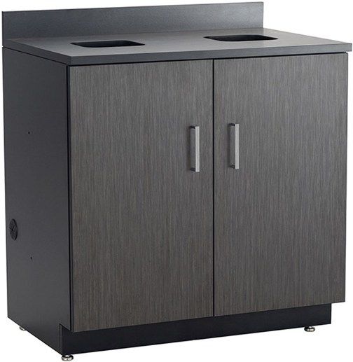 Safco 1704AN Hospitality Waste Receptacle Base Cabinet, Two waste management ports, Two-door cabinet, 