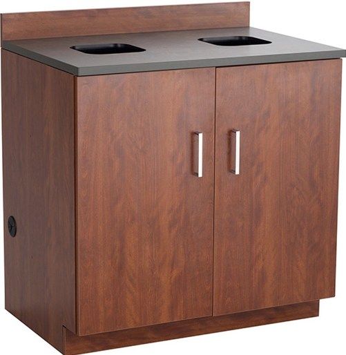 Safco 1704MH Hospitality Waste Receptacle Base Cabinet, Two waste management ports, Two-door cabinet, 