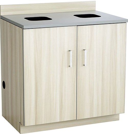 Safco 1704VS Hospitality Waste Receptacle Base Cabinet, Two waste management ports, Two-door cabinet, 
