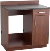 Safco 1705MH Hospitality Appliance Base Cabinet, 3" high backsplash, Flexible grommets, 60 lbs. Capacity - Drawer, 100 lbs. Capacity - Shelf, ¾" thermal fused melamine laminate body, 1" high-pressure laminate, 2mm PVC edgeband, Task drawer, cupboard, and open compartment, Soft self-closing door and drawer, Contemporary brushed nickel handles, Heat, moisture, stain, and abrasion resistant, Mahogany Finish, UPC 073555170535 (SAFCO1705MH SAFCO-1705-MH SAFCO 1705 MH 1705-MH 1705 MH 1705MH) 