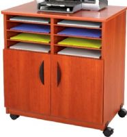 Safco 1851CY Mobile Machine Stand, 1 Number of Fixed Shelves, 8 Total Number of Shelves, 200 lb Maximum Load Capacity, 4 Number of Casters, Locking Wheels Caster Type, Laminate Finishing, Scratch Resistant, Stain Resistant, Cherry Color, 30.5" H x 28" W x 19.8" D, UPC 073555185157 (1851CY 1851-CY 1851 CY SAFCO1851CY SAFCO-1851CY SAFCO 1851CY) 
