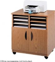 Safco 1851MO Mobile Machine Stand, 1 Number of Fixed Shelves, 8 Total Number of Shelves, 200 lb Maximum Load Capacity, 4 Number of Casters, Locking Wheels Caster Type, Laminate Finishing, Scratch Resistant, Stain Resistant, Medium Oak Color, 30.5" H x 28" W x 19.8" D, UPC 073555185102 (1851MO 1851-MO 1851 MO SAFCO1851MO SAFCO-1851MO SAFCO 1851MO) 