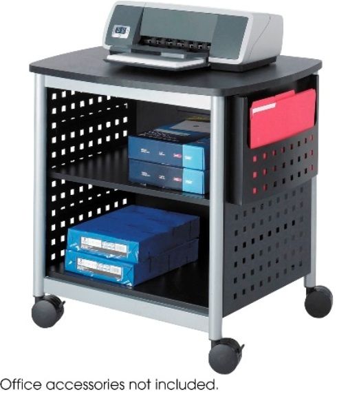 Safco 1856BL Scoot Printer Stand, 1 Number of Adjustable Shelves, 1 Total Number of Shelves, 6 Number of Casters, 1 Printer Capacity, 200 lbs Weight Capacity, Dual Wheel, Locking Wheels, 26.5