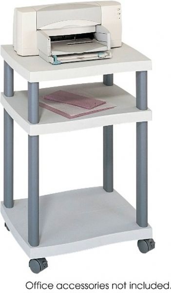 Safco 1860GR Printer Stand, 2 Total Number of Shelves, 100 lb Maximum Load Capacity, 4 Number of Casters, Dual Wheel, Locking Wheels, 29.25