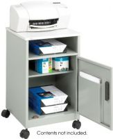 Safco 1871GR Machine Stand, 17.25" Width x 17" Depth Platform Size, Hinged Door Storage Compartment Door Type, 1 Total Number of Doors, 200 lb Maximum Load Capacity, 4 Number of Casters, 5" H Shelf, 5" H x 15.25" W x 17" D Cabinet Interior, Locking Wheels Caster Type, Laminate Finishing, 27.25" H x 17.25" W x 17.25" D Overall, Gray Color, UPC 073555187137 (1871GR 1871-GR 1871 GR SAFCO1871GR SAFCO-1871GR SAFCO 1871GR) 