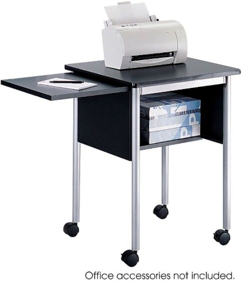 Safco 1873BL Machine Stand with Slide-Away Shelf, 1 Printer Capacity, 0.75