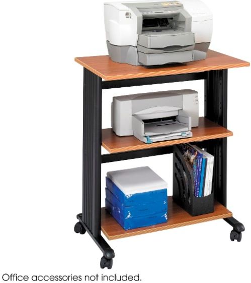 Safco 1881MO Printer Stand, 3 Total Number of Shelves, 6 Number of Casters, Wheel, Locking Wheels, 29.50