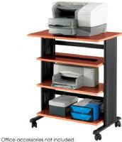 Safco1882CY Muv Four Level Adjustable Printer Stand, 3 Number of Shelves, 4 Number of Casters, 100 lbs Top shelf capacity, 75 lbs Lower shelves capacity, 0.75" H x 25.25" W x 13.25" D Shelf, 0.75" Tabletop Thickness, 35" H x 29.5" W x 22" D Overall, Cherry/Black Colors, UPC 073555188240 (1882CY 1882-CY 1882 CY SAFCO1882CY SAFCO-1882CY SAFCO 1882CY) 