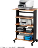 Safco 1883MO Muv 5 Level Adjustable Printer Stand, 4 Number of Shelves, 150 Pounds Weight Capacity, 0.75" Tabletop Thickness, 1" H x 17" W x 15" D Shelf, Durable powder-coated steel frame, Powder Coated Finish, Adjustable Shelves, Shelf with slot for continuous feed paper, Melamine laminate shelves adjust increments, Multiple levels of this model makes it possible to hold multiple machines, Medium Oak/Black, Finish UPC 073555188301 (1883-MO 1883MO 1883 MO SAFCO1883MO SAFCO-1883MO SAFCO 1883MO) 