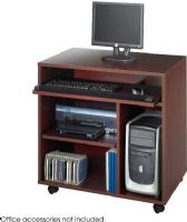 Safco 1901MH Ready-to-Use Computer Workstation, 3 Total Number of Shelves, 18.50" W x 14.75" D Smallest Shelf Size, 29.13" W x 11.75" D Largest Shelf Size, 31.75" W x 18.88" D Platform Size, 150 lb Maximum Load Capacity, 4 Number of Casters, Locking Wheels Caster Type, Mahogany Finish, UPC 073555190120 (1901MH 1901-MH 1901 MH SAFCO1901MH SAFCO-1901MH SAFCO 1901MH) 