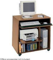 Safco 1901MO Ready-to-Use Computer Workstation, 3 Total Number of Shelves, 18.50" W x 14.75" D Smallest Shelf Size, 29.13" W x 11.75" D Largest Shelf Size, 31.75" W x 18.88" D Platform Size, 150 lb Maximum Load Capacity, 4 Number of Casters, Locking Wheels Caster Type, Medium Oak Finish, UPC 073555190106 (1901MO 1901-MO 1901 MO SAFCO1901MO SAFCO-1901MO SAFCO 1901MO) 