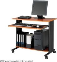 Safco 1921CY MUV Computer Desk, Keyboard tray slides out 9 3/4'' and retracts under work surface when not in use, Durable powder-coated steel frame, 3/4'' melamine laminate worksurface and shelves, Cherry Finish, UPC 073555192148 (1921CY 1921-CY 1921 CY SAFCO1921CY SAFCO-1921CY SAFCO 1921CY) 
