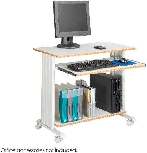 Safco 1921GR MUV Computer Desk, Keyboard tray slides out 9 3/4'' and retracts under work surface when not in use, Durable powder-coated steel frame, 3/4'' melamine laminate worksurface and shelves, Gray Finish, UPC 073555192131 (1921GR 1921-GR 1921 GR SAFCO1921GR SAFCO-1921GR SAFCO 1921GR)