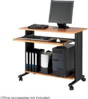 Safco 1921MO MUV Computer Desk, Keyboard tray slides out 9 3/4'' and retracts under work surface when not in use, Durable powder-coated steel frame, 3/4'' melamine laminate worksurface and shelves, Medium Oak Finish, UPC 073555192100 (1921MO1921-MO 1921 MO SAFCO1921MOSAFCO-1921MOSAFCO 1921GR) 