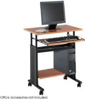 Safco 1925CY Adjustable Height Workstation, 22" Table Top Length, 29.50" Table Top Width, 19.75" Table Top Depth, 0.75" Table Top Thickness, Molded Edge Style, 4 Number of Casters, 1 Number of Trays, Locking Wheels Caster Type, Powder Coated - Frame Finishing, Heavy Duty, Snap-on Cable, Management Side Cover, 29.5" W x 22" D x 29" to 34" H, Cherry Finish, UPC 073555192544 (1925CY 1925-CY 1925 CY SAFCO1925CY SAFCO-1925CY SAFCO 1925CY) 