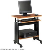 Safco 1925MO Adjustable Height Workstation, 22" Table Top Length, 29.50" Table Top Width, 19.75" Table Top Depth, 0.75" Table Top Thickness, Molded Edge Style, 4 Number of Casters, 1 Number of Trays, Locking Wheels Caster Type, Powder Coated - Frame Finishing, Heavy Duty, Snap-on Cable, Management Side Cover, 29.5" W x 22" D x 29" to 34" H, Medium Oak Finish, UPC 073555192506 (1925MO 1925-MO 1925 MO SAFCO1925MO SAFCO-1925MO SAFCO 1925MO) 
