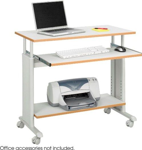 Safco 1926GR MUV Computer Desk, Durable powder-coated steel frame, 3/4'' melamine laminate shelves adjust at 1'' increments, 29-34'' H x 35.5'' W x 22'' D, Bottom shelf for a printer, CPU, books, media or other computer accessories, Mobile on four casters - two locking, Gray Finish, UPC 073555192643 (1926GR 1926-GR 1926 GR SAFCO1926GR SAFCO-1926GR SAFCO 1926GR)