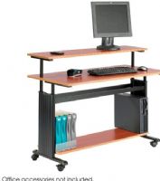 Safco 1928CY Products MUV Computer Desk, Extra large work surface, Durable powder-coated steel frame, Bottom shelf for a printer, CPU, books, media or other computer accessories, Raised shelf for a monitor and other items, 28 - 40'' H x 48'' W x 25'' D Overall, Cherry Finish, UPC 073555192841 (1928CY 1928-CY 1928 CY SAFCO1928CY SAFCO-1928CY SAFCO 1928CY) 