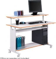 Safco 1928GR Products MUV Computer Desk, Extra large work surface, Durable powder-coated steel frame, Bottom shelf for a printer, CPU, books, media or other computer accessories, Raised shelf for a monitor and other items, 28 - 40'' H x 48'' W x 25'' D Overall, Gray Finish, UPC 073555192841 (1928GR 1928-GR 1928 GR SAFCO1928GR SAFCO-1928GR SAFCO 1928GR) 