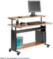 Safco 1928MO Products MUV Computer Desk, Extra large work surface, Durable powder-coated steel frame, Bottom shelf for a printer, CPU, books, media or other computer accessories, Raised shelf for a monitor and other items, 28 - 40'' H x 48'' W x 25'' D Overall, Medium Oak Finish, UPC 073555192803 (1928MO 1928-MO 1928 MO SAFCO1928MO SAFCO-1928MO SAFCO 1928MO) 
