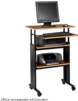 Safco 1929CY Muv Stand up Adjustable Height Workstation, Heavy-duty construction, 100 lbs. - desktop, 25 lbs. keyboard tray Capacity – Weight, 1" increments keyboard/printer Shelf Adjustability, 22.75" W x 13.5" D - keyboard shelf Shelf Dimensions, 29.5" W x 19.75" D x 0.75" H Worksurface Dimensions, 4 Casters make this workstation mobile - 2 locking,  Cherry Finish, UPC 073555192940 (1929CY 1929-CY 1929 CY SAFCO1929CY SAFCO-1929CY SAFCO 1929CY) 
