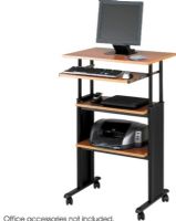 Safco 1929MO Muv Stand up Adjustable Height Workstation, Heavy-duty construction, 100 lbs. - desktop, 25 lbs. keyboard tray Capacity – Weight, 1" increments keyboard/printer Shelf Adjustability, 22.75" W x 13.5" D - keyboard shelf Shelf Dimensions, 29.5" W x 19.75" D x 0.75" H Worksurface Dimensions, 4 Casters make this workstation mobile - 2 locking,  Medium Oak Finish, UPC 073555192902 (1929MO 1929-MO 1929 MO SAFCO1929MO SAFCO-1929MO SAFCO 1929MO) 