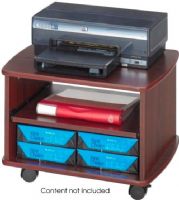 Safco 1954MH Picco™ Duo Printer Stand, 1 Printer Capacity, 5" H x 17.75" W x 13.75" D Shelf, 22.25'' W x 16.25'' D Top surface dimensions, Open knee space for ample legroom, Pullout keyboard includes wrist support, Mobile on 4 swivel casters - two lock, 15.5" H x 22.25" W x 16.25" D Overall, UPC 073555195422, Mahogany Color (1954MH 1954-MH 1954 MH) 