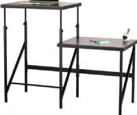 Safco 1956WL Elevate Bi-Level Desk, Sitting and standing workspaces, Adjustable legs from 28 to 50" for standing workspace, Fixed leg height for sitting workspace, Adjustable footrest, Melamine laminate top, Steel base, Powder coat finish, Walnut Top and Black Base Finish, UPC 073555195613 (1956WL 1956-WL 1956 WL SAFCO1956WL SAFCO-1956-WL SAFCO 1956 WL) 