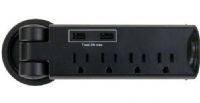 Safco 2069BL Pull-up Power Module with USB, Optional table accessory, Pull-up power module, Fits standard 60mm grommet hole, Four electric outlets, Two USB charging ports, 8 ft. power cord and surge suppressor with indicator light, UPC 073555206920 (2069BL 2069-BL 2069 BL SAFCO2069BL SAFCO-2069-BL SAFCO 2069 BL) 