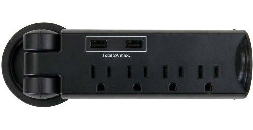 Safco 2069BL Pull-up Power Module with USB, Optional table accessory, Pull-up power module, Fits standard 60mm grommet hole, Four electric outlets, Two USB charging ports, 8 ft. power cord and surge suppressor with indicator light, UPC 073555206920 (2069BL 2069-BL 2069 BL SAFCO2069BL SAFCO-2069-BL SAFCO 2069 BL)