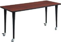 Safco 2090CYBL Rumba Fixed Post Leg Table, Casters 60" x 24", Configure multiple styles to space needs, Cast aluminum Post Leg base, 1" high-pressure laminate tops with 3mm vinyl t-molded edging, Skate wheels - two locking,  Cherry top and black base Finish, UPC 073555209013 (2090CYBL 2090-CYBL 2090 CYBL SAFCO2090CYBL SAFCO-2090-CYBL SAFCO 2090 CYBL) 