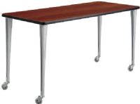 Safco 2090CYSL Rumba Fixed Post Leg Table, Casters 60" x 24", Configure multiple styles to space needs, Cast aluminum Post Leg base, 1" high-pressure laminate tops with 3mm vinyl t-molded edging, Skate wheels - two locking,  Cherry top and silver base Finish, UPC 073555209020  (2090CYSL 2090-CYSL 2090 CYSL SAFCO2090CYSL SAFCO-2090-CYSL SAFCO 2090 CYSL) 