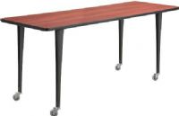 Safco 2092CYBL Rumba Tables, Fixed Post Leg Table with Casters, Configure multiple styles to space needs, Cast aluminum Post Leg base, 1" high-pressure laminate tops with 3mm vinyl t-molded edging, Skate wheels - two locking, Rectangle, 72 x 24" top, Cherry Top, Black Base Finish, UPC 073555209211 (2092CYBL 2092-CYBL 2092 CYBL SAFCO-2092-CYBL SAFCO 2092 CYBL SAFCO2092CYBL) 