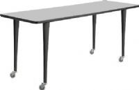 Safco 2092GRBL Rumba Tables, Fixed Post Leg Table with Casters, Configure multiple styles to space needs, Cast aluminum Post Leg base, 1" high-pressure laminate tops with 3mm vinyl t-molded edging, Skate wheels - two locking, Rectangle, 72 x 24" top, Gray top and black base Finish, UPC 073555209235 (2092GRBL 2092-GRBL 2092 GRBL SAFCO-2092-GRBL SAFCO 2092 GRBL SAFCO2092GRBL) 