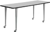 Safco 2092GRSL Rumba Tables, Fixed Post Leg Table with Casters, Configure multiple styles to space needs, Cast aluminum Post Leg base, 1" high-pressure laminate tops with 3mm vinyl t-molded edging, Skate wheels - two locking, Rectangle, 72 x 24" top, Gray top and silver base Finish, UPC 073555209242 (2092GRSL 2092-GRSL 2092 GRSL SAFCO-2092-GRSL SAFCO 2092 GRSL SAFCO2092GRSL) 