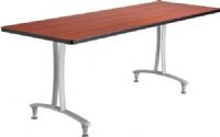 Safco 2095CYSL Rumba T-Leg Table, Cast aluminum T-Leg base, Rectangle, 60 x 24" top, Tabletop with base, Leveler glides, Configure multiple styles to space needs, 1" high-pressure laminate tops with 3mm vinyl t-molded edging, Cherry top and silver base Finish, UPC 073555209525 (2095CYSL 2095-CYSL 2095 CYSL SAFCO2095CYSL SAFCO-2095-CYSL SAFCO 2095 CYSL) 